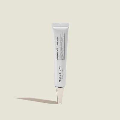 A single tube of eye cream is shown against a light gray background.
