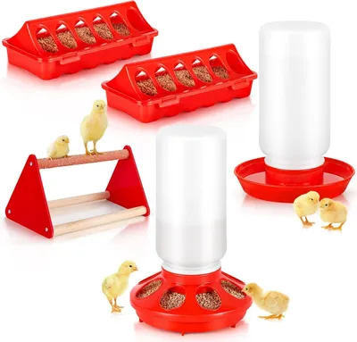 Imagen del producto de Conjunto de 5 sistemas de alimentación y bebederos para aves, diseñados para un uso sostenible