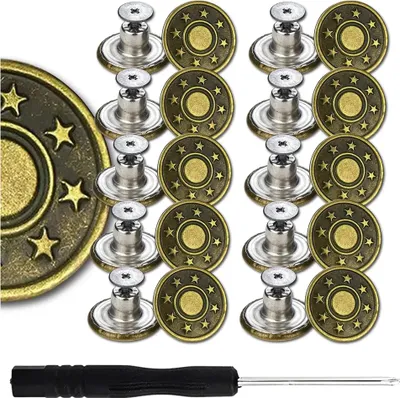 Produktbild von Metall Schraubknöpfe Rund Für Hosen Knopf Set 10 Stück