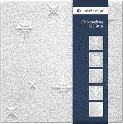 Produktbild von Deckenplatten aus Styropor EPS - Deckenpaneele leicht & robust im modernen Design - (2QM Sparpaket ZIMA 50x50cm) Verkleidung Deckenplatten Decke weiß