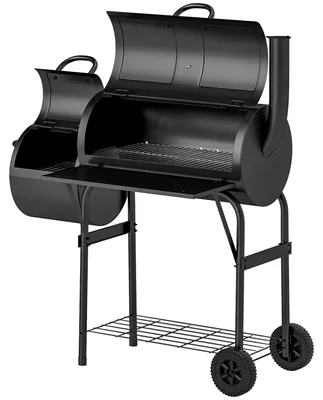 Zdjęcie produktu dla Grill węglowy - Grill - Wędzarnia - Grill - Grill na węgiel drzewny - Stalowy - Z pokrywą i termometrem
