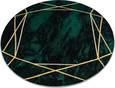 Obrázek produktu pro Koberec kulatý EMERALD výhradní 1022 glamour, stylový mramor, geometrický lahvově zelená / zlato zelený kruh PRŮMĚR 120 cm