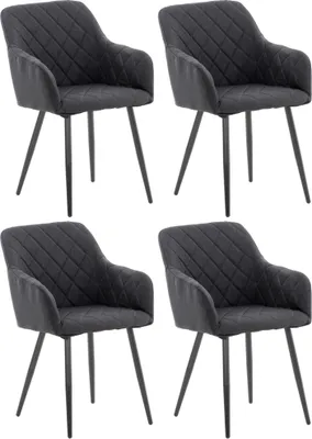 Produktbild von CLP 4er Set Esszimmerstuhl Shila Gesteppt schwarz Material Stoff