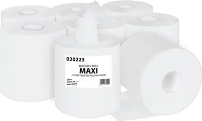 Zdjęcie produktu dla Ręczniki papierowe w rolkach Maxi, dwuwarstwowe, białe z recyklingu, 6 rolek