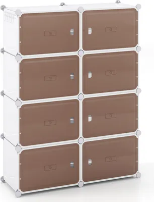 Produktbild von GOPLUS Schuhschrank mit 8 Fächern, Schuhregal mit abnehmbaren Regalböden, transparente Magnettür, Stapelbarer Aufbewahrungs-Organizer für Wohnzimmer