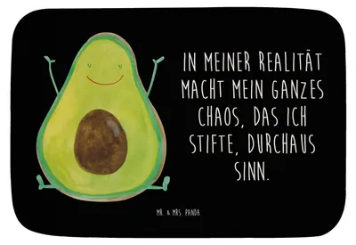 Produktbild von Mr. & Mrs. Panda fußmatte bad Avocado Glücklich - Schwarz - Geschenk, Badläufer, Badteppich, badezimmer läufer, Chaos, Badvorleger, Badematte, Gesund, Freude