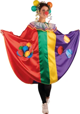 Produktbild von Clown Cape Umhang Clownkostüm bunt Zirkus Karneval Damen Kostüm 36-42