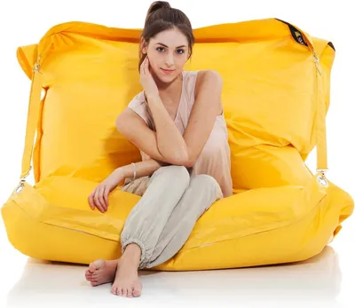 Produktbild von SMOOTHY® Sitzsack XXL 450L Gelb - Riesensitzsack für Indoor & Outdoor, 185x145cm, Nylon, waschbarer Bezug, Bean Bag für Kinder & Erwachsene