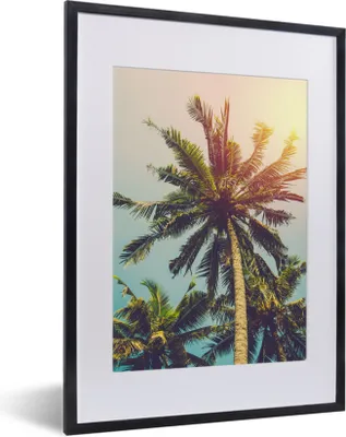 Produktbild von MuchoWow® Gerahmtes Poster Palme - Sommer - Tropisch - Sonne 30x40 cm - Poster mit Schwarzem Bilderrahmen Wandposter Rahmen Foto Bilder - Wandposter Schlafzimmer