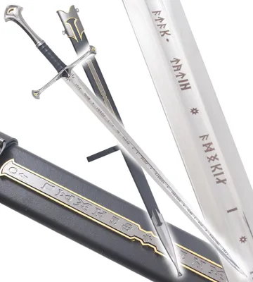 Produktbild von Der Herr der Ringe Schwert Anduril + Scheide + Aragorn Plakette Schwert Scharfe Klinge