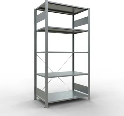 Produktbild von Schulte Fachbodenregal MULTIplus150 Stecksystem | Grundregal | HxBxT 200x100x60cm | 5 Ebenen | Fachlast 150kg | Verzinkt