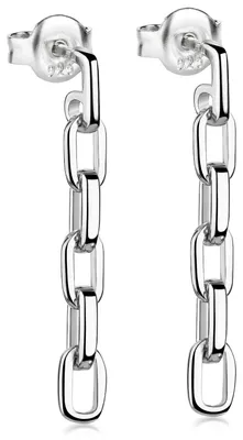 Produktbild von MATERIA by Matthias Wagner Ohrringe Gliederkette 925 Sterling Silber Ohrstecker mit Kette rhodiniert SO-511-Silber