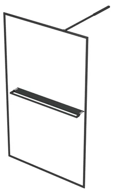 Immagine prodotto di Schermo doccia 200cm Marwell Walk In Shower Black Frame Shelf 200x12cm - schermo doccia con vetro temperato da 6 mm - con portasciugamani estraibile - struttura in alluminio di alta qualità