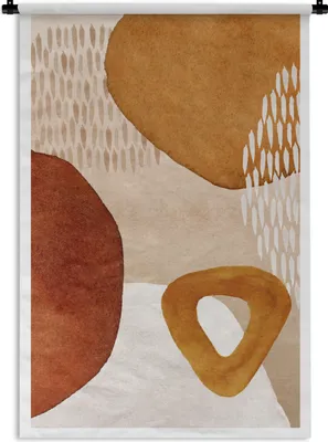 Produktbild von MuchoWow® Wandteppich Wandbehang Aquarell - Abstrakt - Braun 60x90 cm Tapisserie Dekoration Wandtuch - Foto-Teppich - Abwaschbar