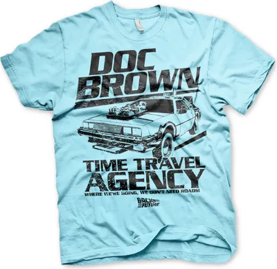 Produktbild von Doc Brown Time Travel Agency T-Shirt - Medium - Skyblue