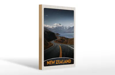 Produktbild von Holzschild Reise 20x30cm Neuseeland Meer Straße Natur Urlaub