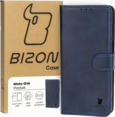 Produktbild von Bizon Case Pocket Flip Case für Motorola Moto G14, Marineblau