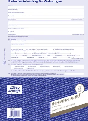 Immagine prodotto di Avery Zweckform Contratto di locazione 2849 DIN A4 Regolamento della casa 4 pagine