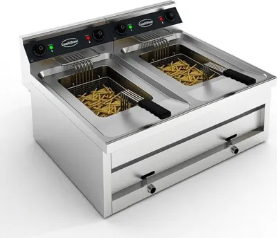 Produktbild von Combisteel Doppel-Tischfritteuse 2x12 Liter - Edelstahl, 2x 6 kW