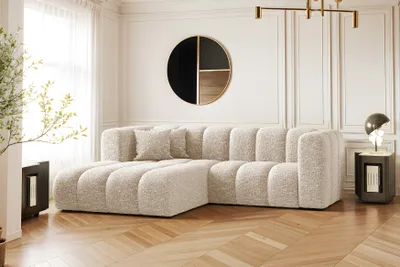 Zdjęcie produktu dla Sofa narożna w kształcie litery L, Sofa Grand modułowa z tkaniny Haga Ecru Lewy