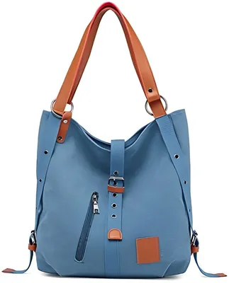 Produktbild von PolkaHome® Leinwand-Schultertasche für Damen, multifunktionale Handtasche, 32x12x35 cm, Blau