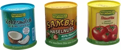 Produktbild von Tanner Naturkost Metalldosen-Set Rapunzel, drei originalgetreu