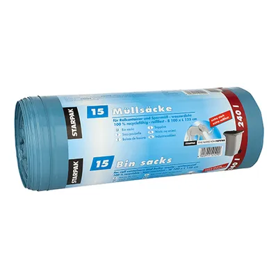 Produktbild von 3600 Müllsäcke, LDPE 240 l 125 cm x 100 cm blau extra stark und extra reißfest