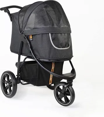 Produktbild von Famanu Hundewagen und Haustierbuggy - Bis 32 kg, faltbar mit Einkaufskorb, verstellbare Handgriffe, reflektierend, modernes Design