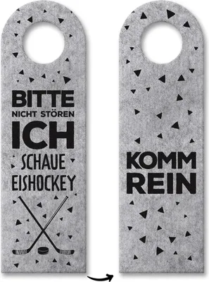 Produktbild von Bitte nicht stören, ich schaue Eishockey oder Komm rein Türhänger in Grau Puck