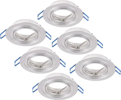 Produktbild von hoftronic LED Einbaustrahler 6er Set GU10 Schwenkbar Edelstahl Rund IP20