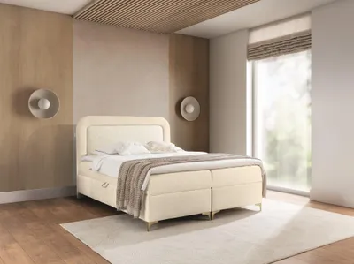 Productafbeelding van Boxspringbed voor de slaapkamer, model WILLOW, 180x200 cm, bekleding: stof Puente, kleur: crème
