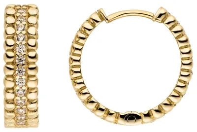 Produktbild von Ohrringe Creolen aus 333 Gold Gelbgold mit 52 Zirkonia Ø 17,3mm glänzend