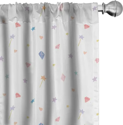 Immagine prodotto di ABAKUHAUS Tende fantasia, tende, Witchery Fiaba Elemento carino Bastone stellato Cuori Bacchette magiche e diamanti, 2 pezzi 75 x 175 cm, multicolore