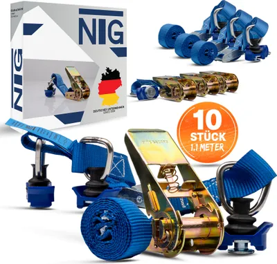 Produktbild von 10x 2 tlg. Spanngurt mit Ratsche, m. Kunststoff-Fitting für Airlineschiene
