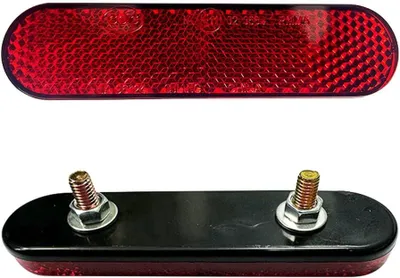 Produktbild von 2 Motorrad-Rückreflektoren, Anhänger-Rücklicht, rote, rechteckige Reflektoren mit Schrauben