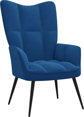 Image de The Living Store fauteuil inclinable en velours bleu