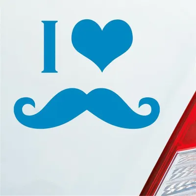 Produktbild von Auto Aufkleber I ? love Mustache Moustache Schnurrbart 10x7,5 cm Hellblau Sticker Heckscheibenaufkleber