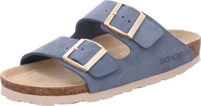 Produktbild von Rohde Damen Pantolette aus Veloursleder mit verstellbaren Schnallen Alba 5590, Größe:41 EU, Farbe:Blau