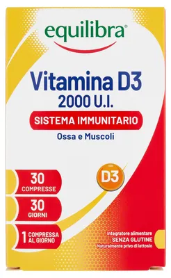 Imagen del producto de Vitamina D3 2000 Ui. Sistema Inmunitario, Huesos Y Músculos. 30 Comprimidos
