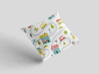 Obrázok produktu pre Bavlnený vankúš 40x40 cm s detským motívom mesta