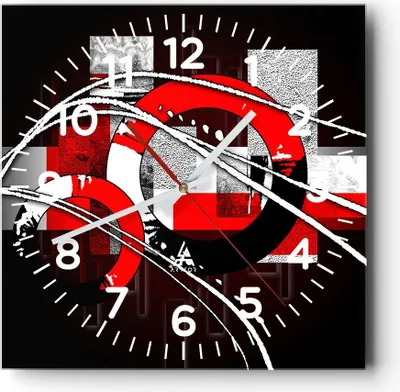 Produktbild von Wanduhr - Quadrat - Glasuhr - Grafische komposition geometrisch zahlen - 40x40cm - Schleichendes Uhrwerk - Lautlos - zum Aufhängen bereit - Dekoration Modern - Wanddekoration aus Glas - C4AC40x40-0587
