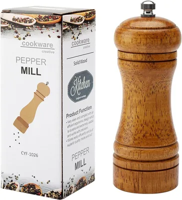 Produktbild von Mini Pfeffermühle und Salzmühle Set, Holz, Verstellbares Keramisches Mahlwerk, für Küche