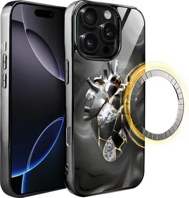 Produktbild von IBIZU Elite Glass Case für iPhone 16 Pro Max, Kintsugi Art, Porzellanherz, Schwarz