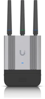 Produktbild von Ubiquiti UMR-Industrial, Router für Mobilfunknetz, Schwarz, Grau, Aluminium, Polycarbonat (PC), Wand-/Stangen-/DIN-Schienenmontage, Status, Gigabit Ethernet