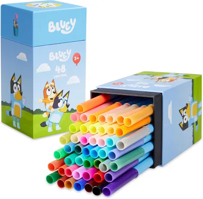 Zdjęcie produktu dla BlueY, zestaw 48 zmywalnych flamastrów filcowych dla dzieci od 3 roku życia, idealny jako prezent