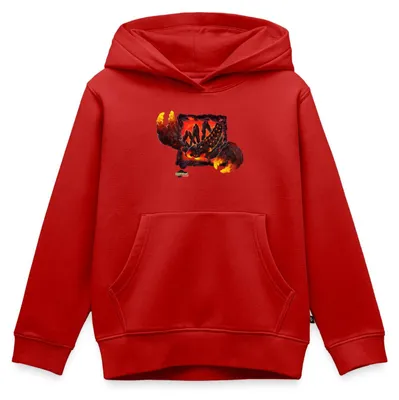 Produktbild von Spreadshirt Schleich Eldrador Lavaskorpion Kinder Premium Hoodie, 110/116 (4 Jahre), Rot