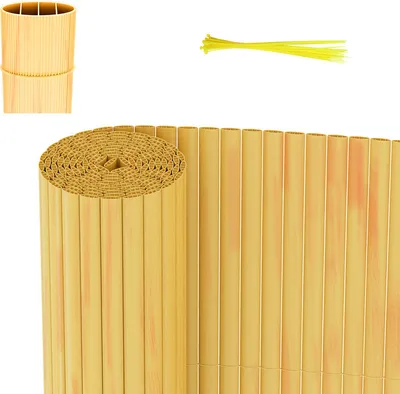 Produktbild von Yakimz PVC Sichtschutzmatte mit Kabelbindern Outdoor Balkonverkleidung Wetterfest UV-Schutz Sichtschutzzaun Balkon Terrasse Windschutz Sichtschutz für Balkon Garten Markise Zaun Terrasse Bambus 80x700cm