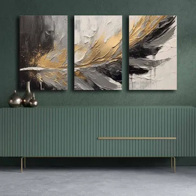 Produktbild von Wallity, 3P4570GSC-016, Dekoratives Leinwandgemälde (3 Teile), Mehrfarbig, 100 % LEINWAND, 145 x 70 cm
