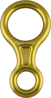 Alu Abseilachter CLASSIC von Aliens; goldfarbig; mit zwei Öffnungen für Abseilen und Sichern.
