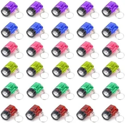 Produktbild von 30 Teile Mini LED Taschenlampen Schlüsselanhänger bunt